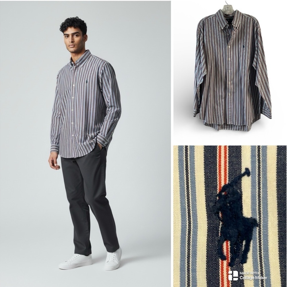 Ralph Lauren Blake Navy and Red Striped Shirt